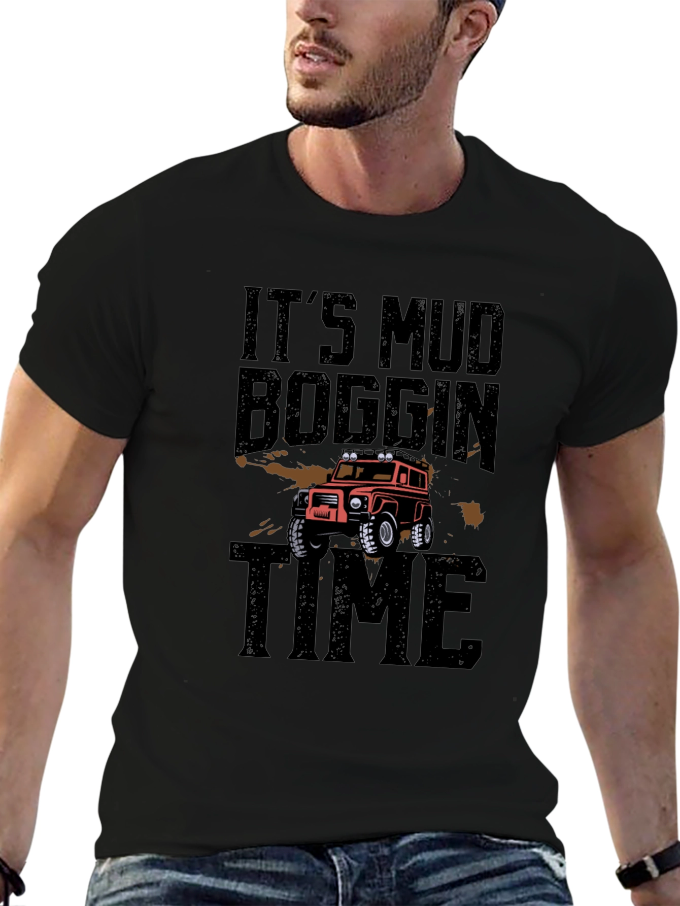 Mud Boggin Time Black Graphic T-Shirt