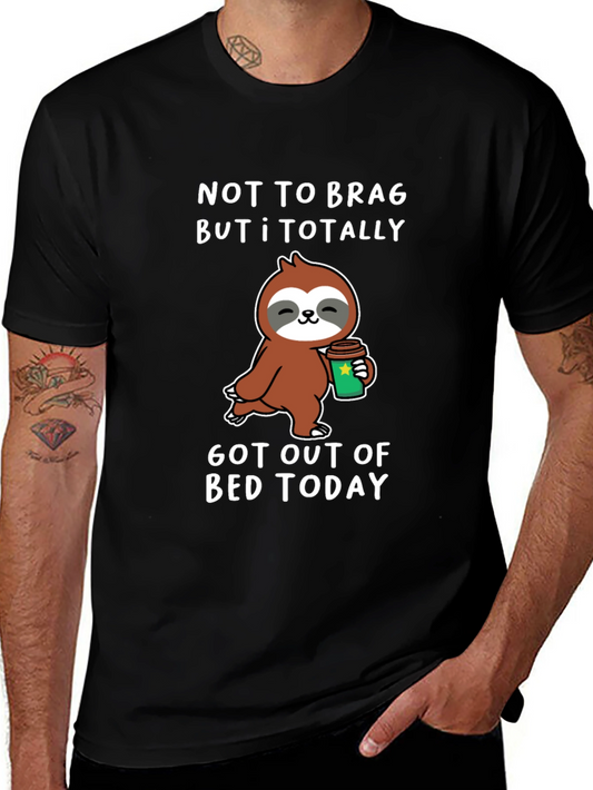 Funny Sloth Coffee T-Shirt: Got Out of Bed Today