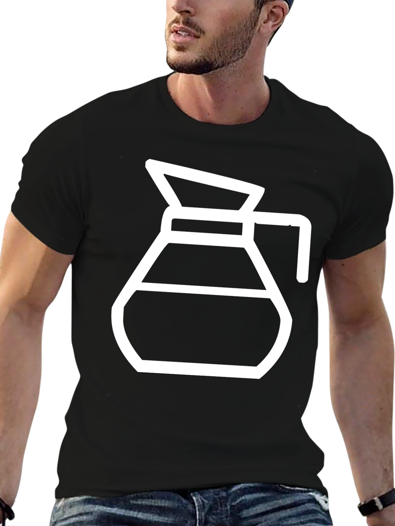 Coffee Carafe Graphic Tee - Black Cotton T-Shirt