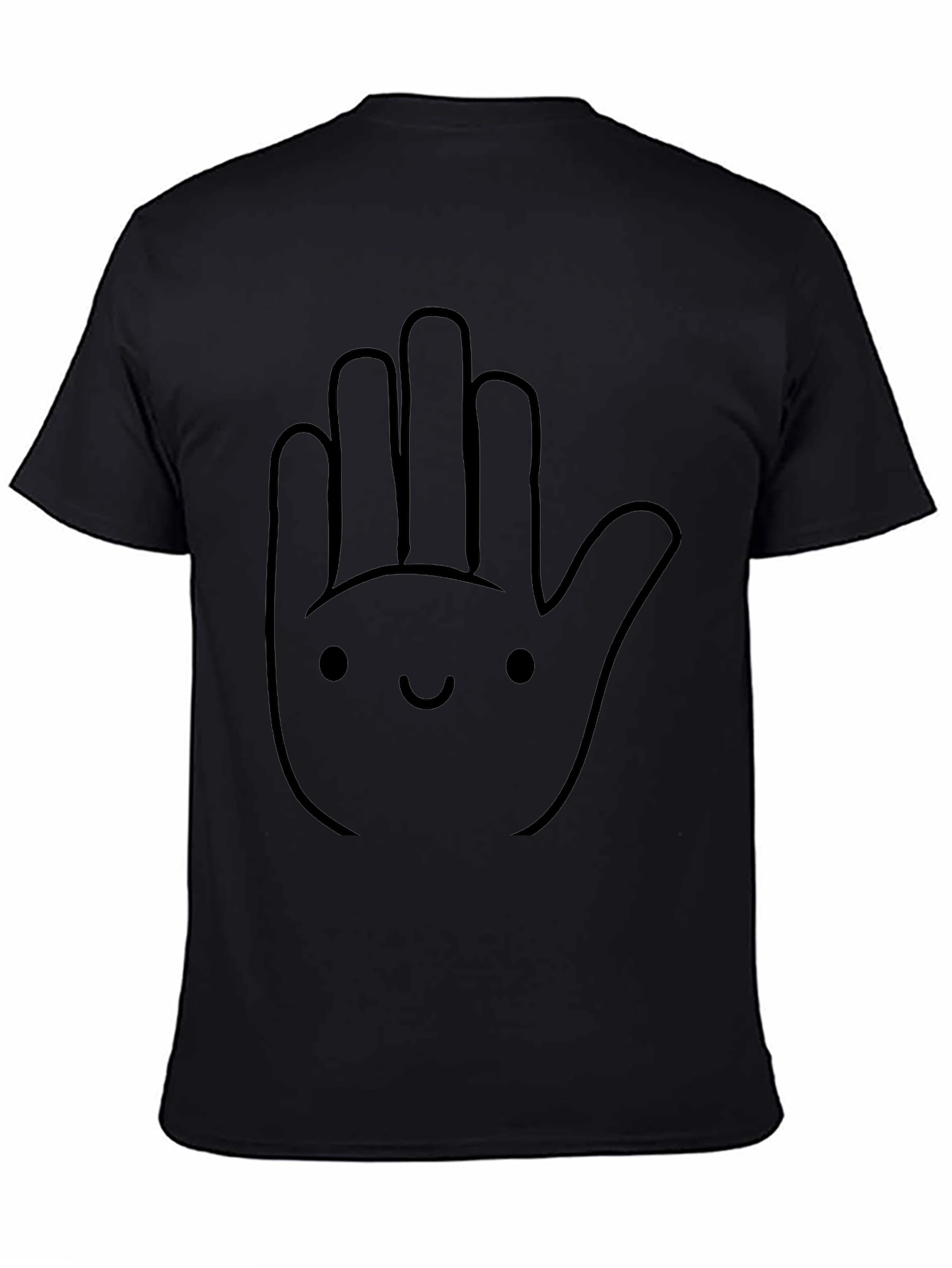 Funny Hand Graphic Tee - Casual Black T-Shirt