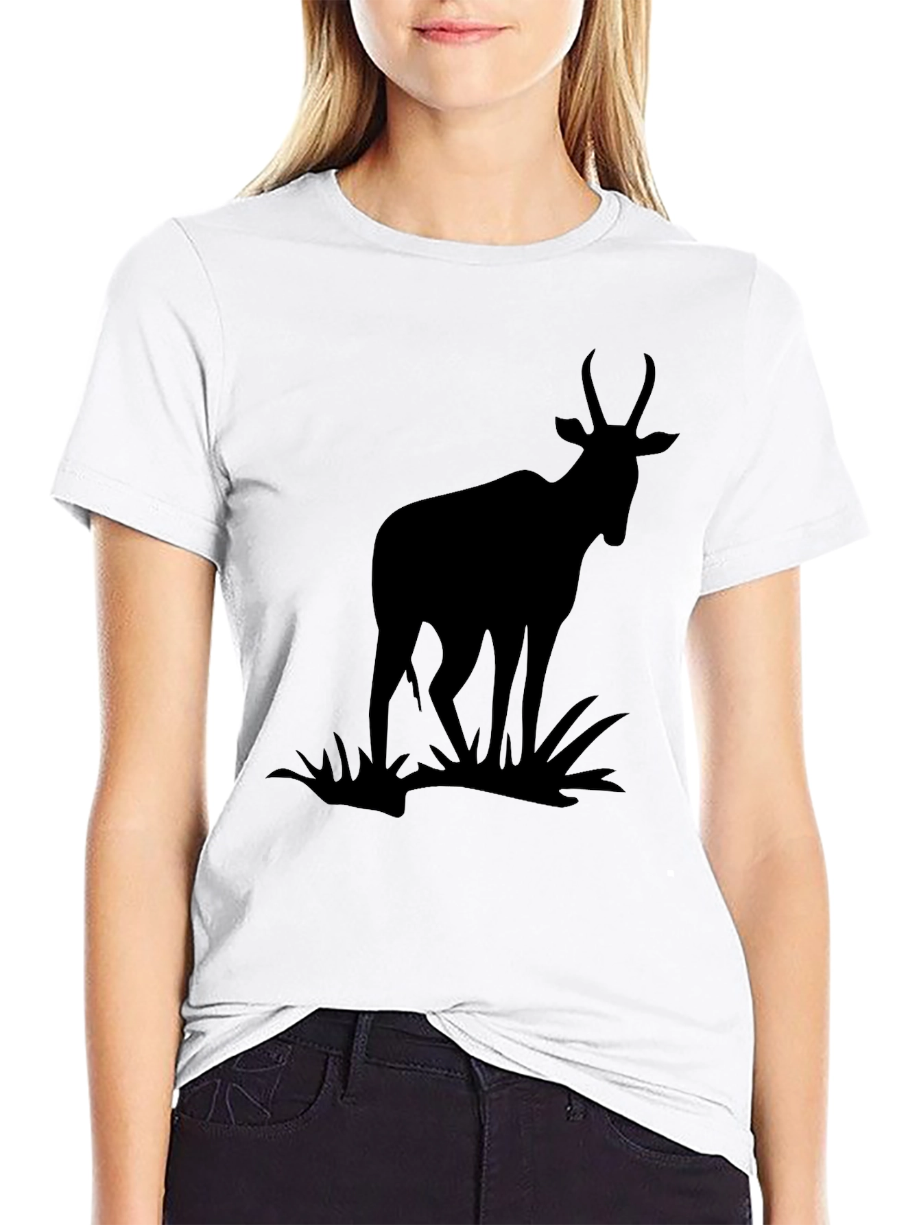 Black Antelope Silhouette Graphic Tee