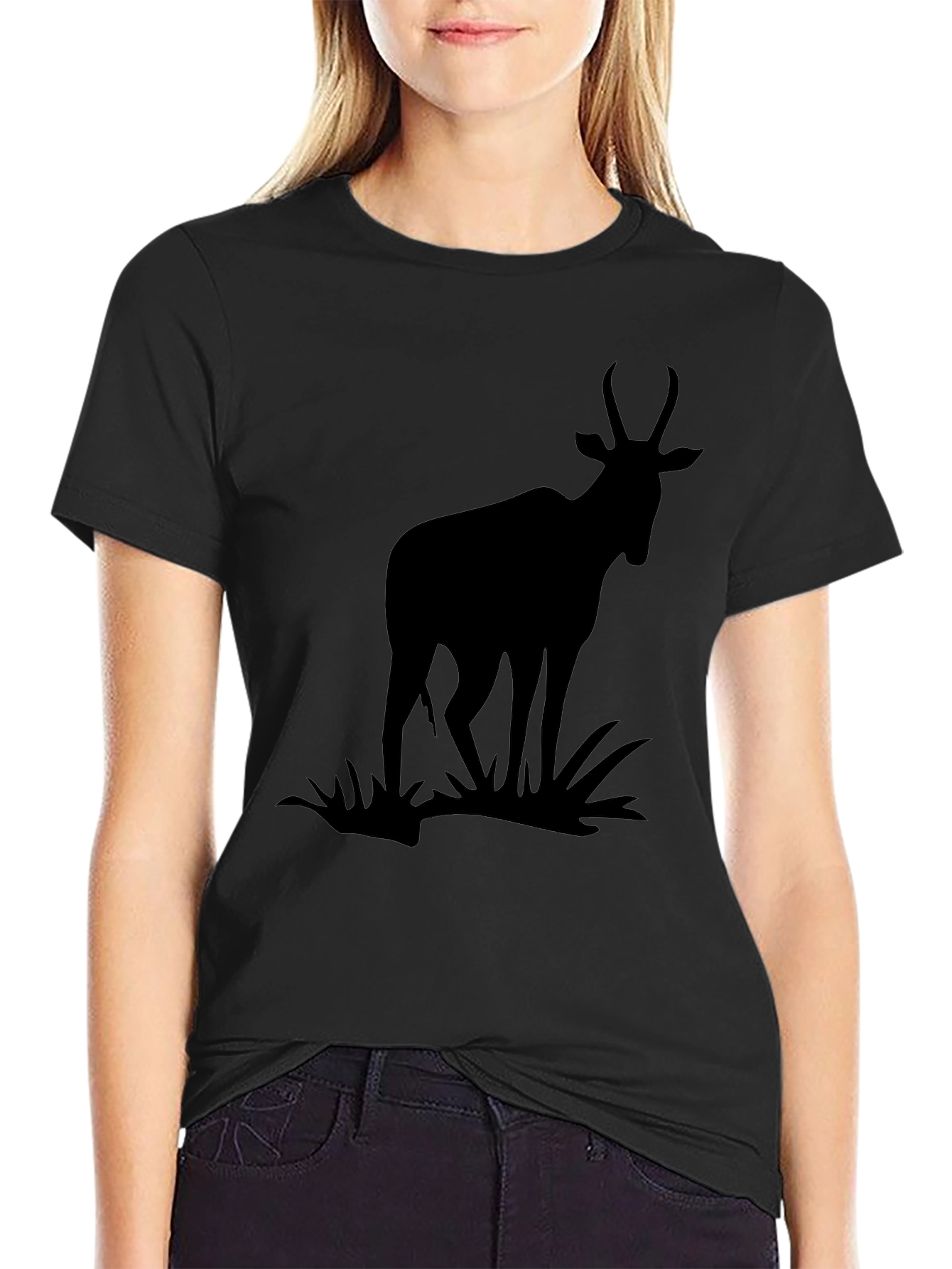 Black Antelope Silhouette Graphic Tee