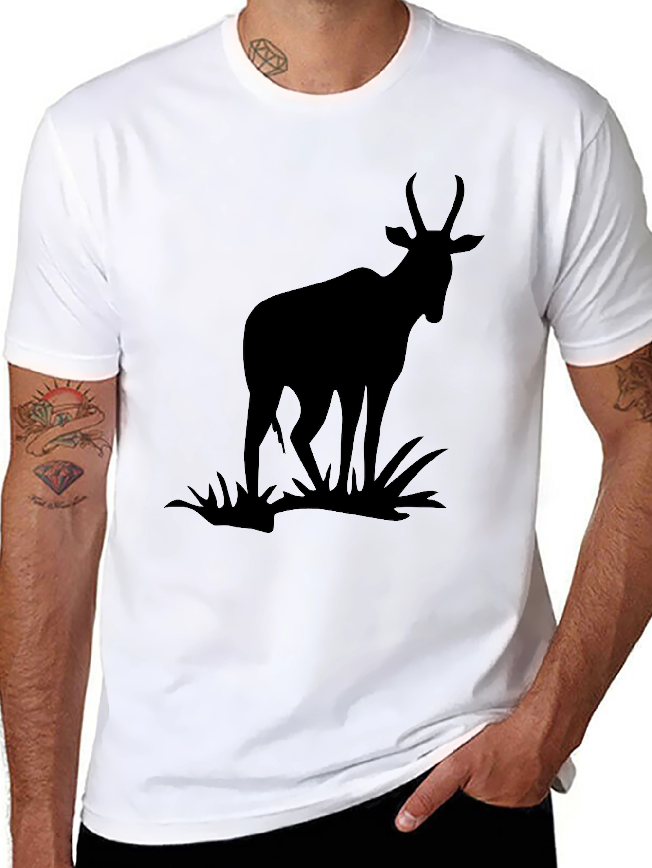 Black Antelope Silhouette Graphic Tee