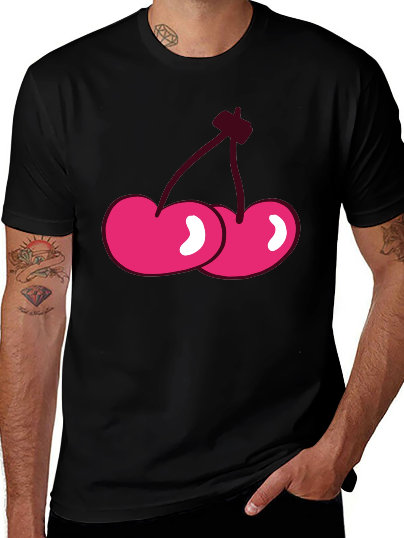 Cherry Graphic Black T-Shirt