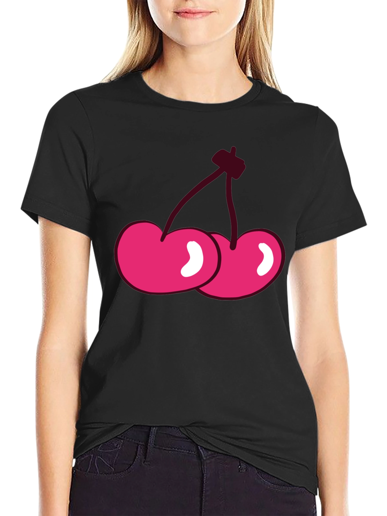 Cherry Graphic Black T-Shirt