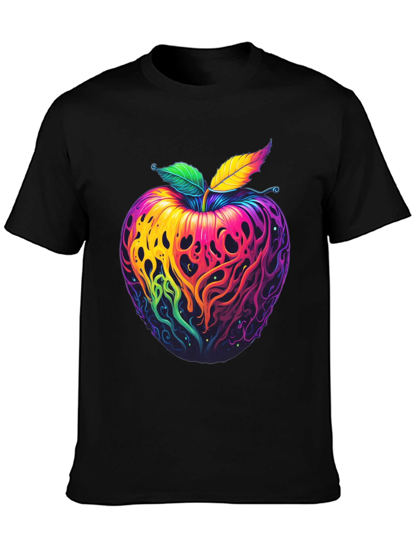 Psychedelic Apple Graphic T-Shirt - Vibrant Design
