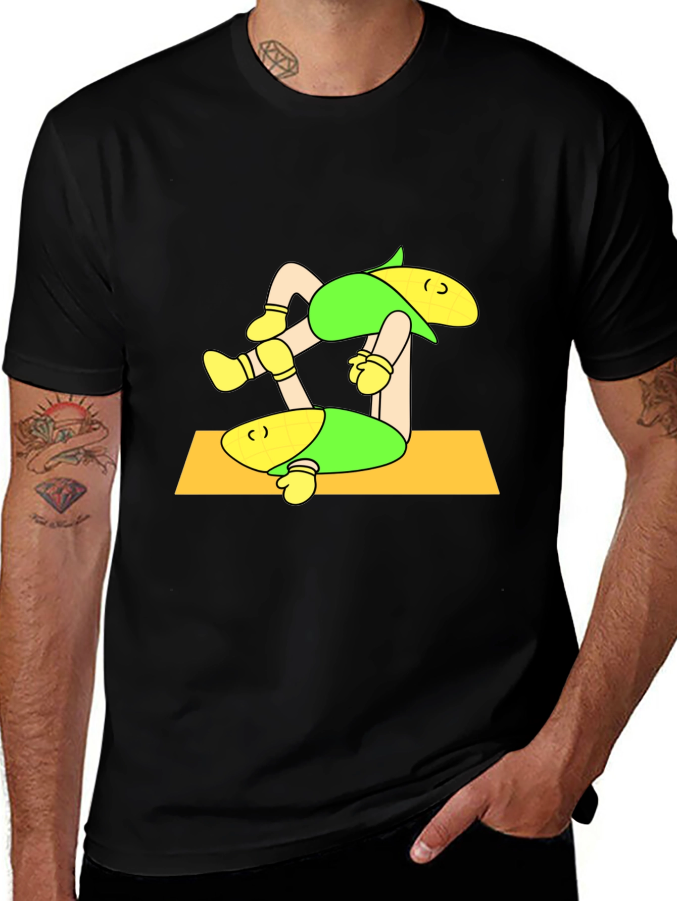Corn Yoga Black T-Shirt