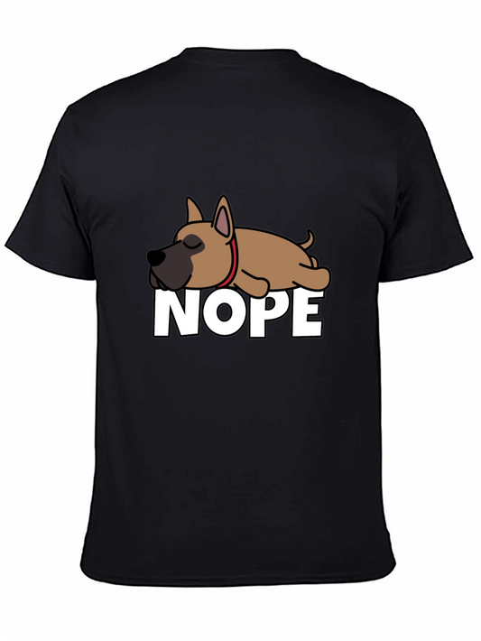 Nope Lazy Dog Graphic Tee - Casual Cotton T-Shirt