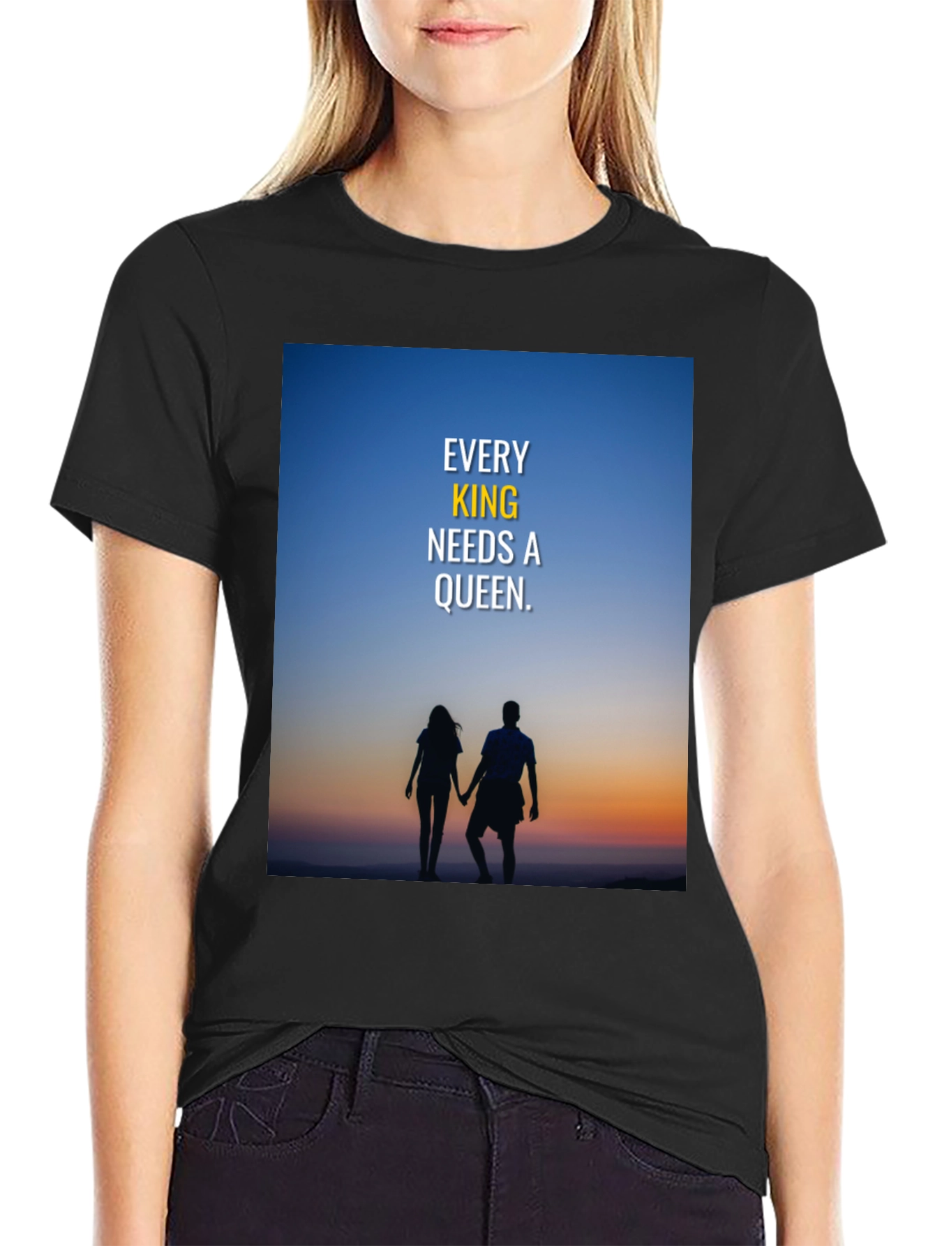 King and Queen Couple Silhouette T-Shirt