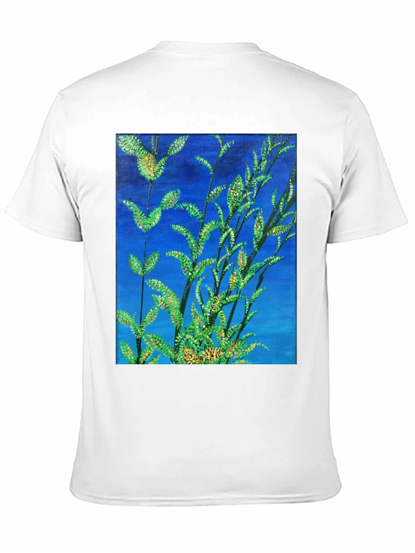 Botanical Blue T-Shirt - Vivid Nature Art Tee