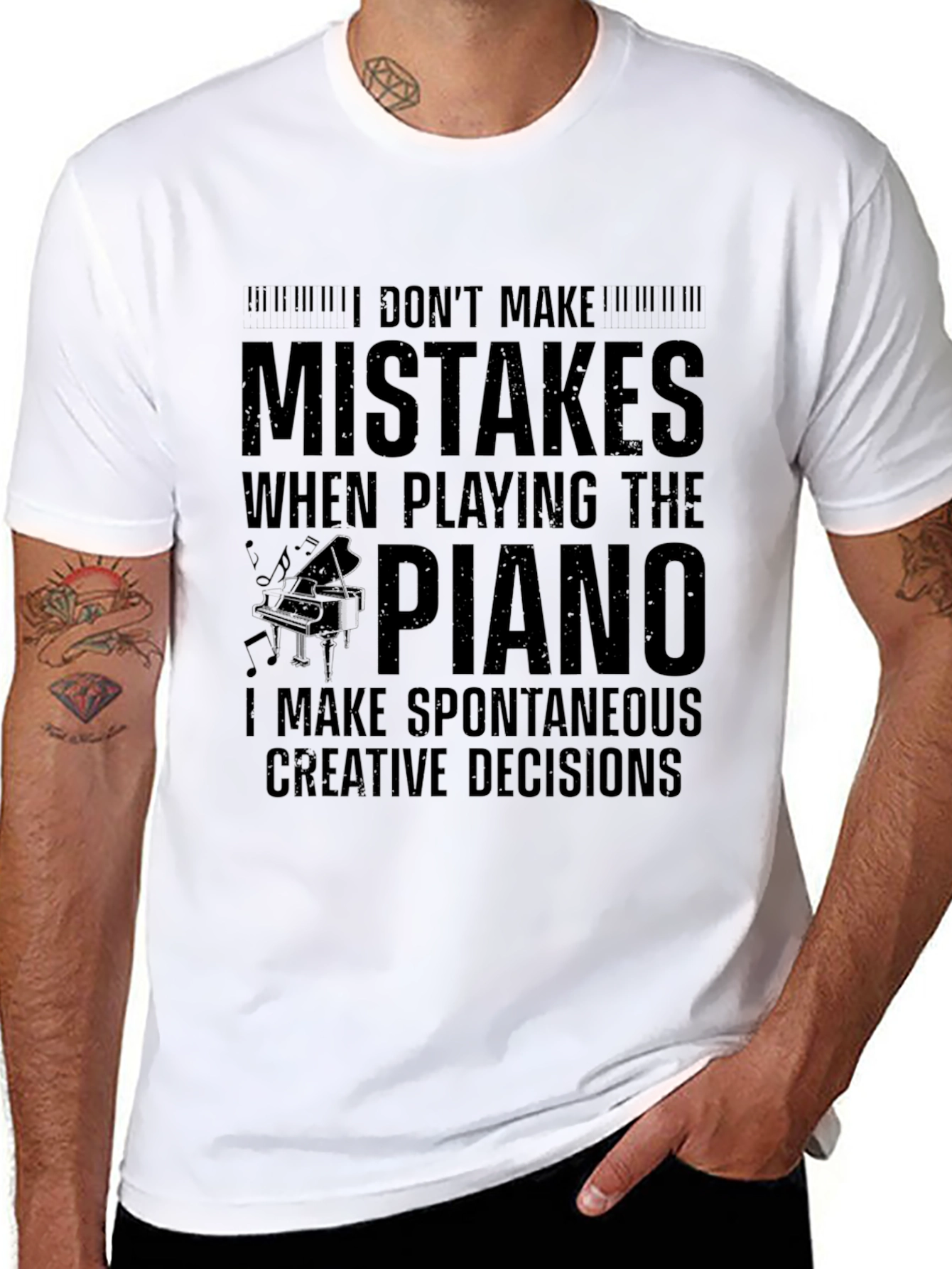 Funny Piano Player T-Shirt: Spontaneous Creative Decisions