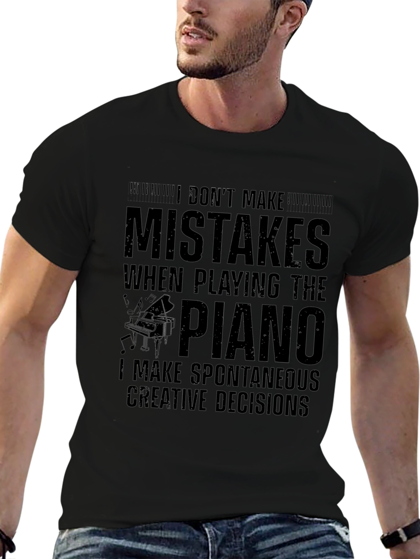 Funny Piano Player T-Shirt: Spontaneous Creative Decisions