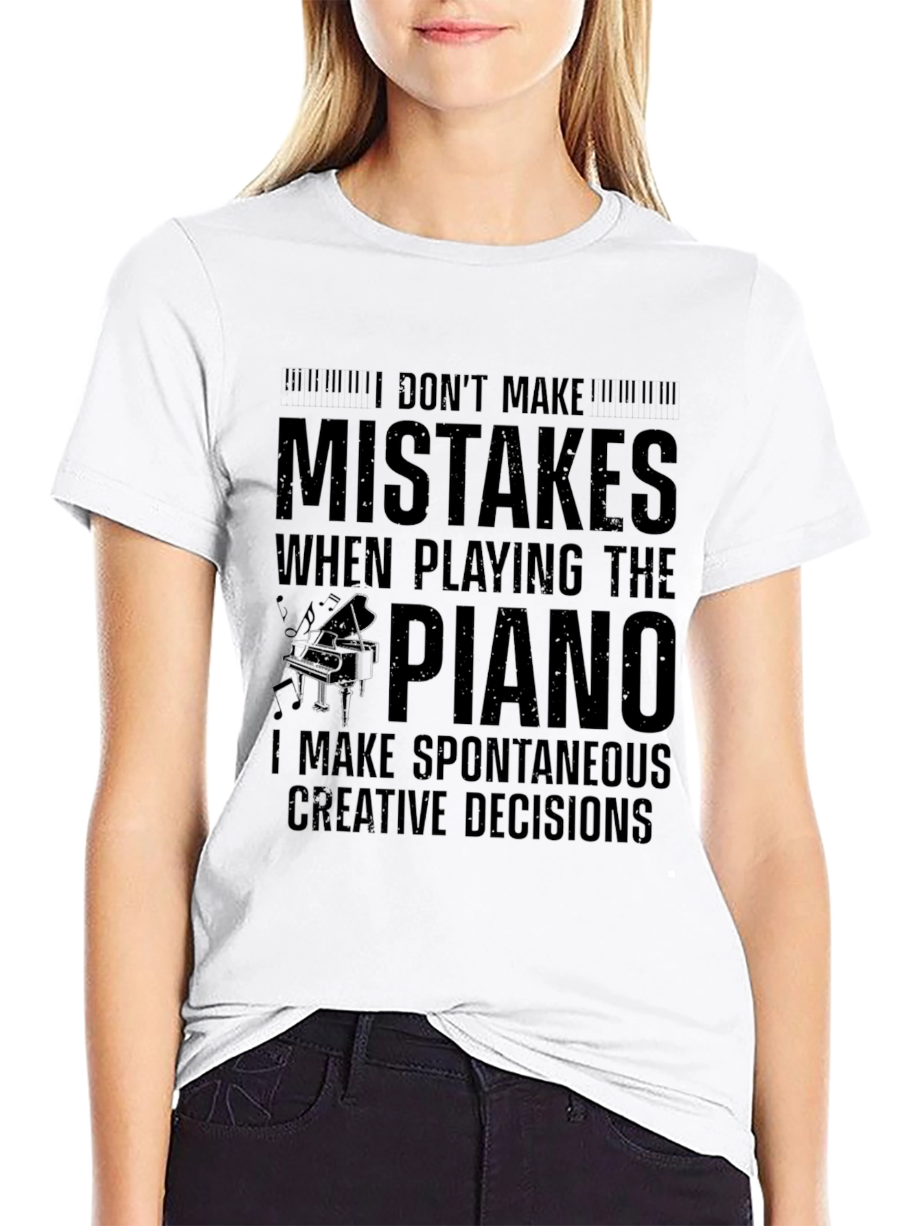 Funny Piano Player T-Shirt: Spontaneous Creative Decisions