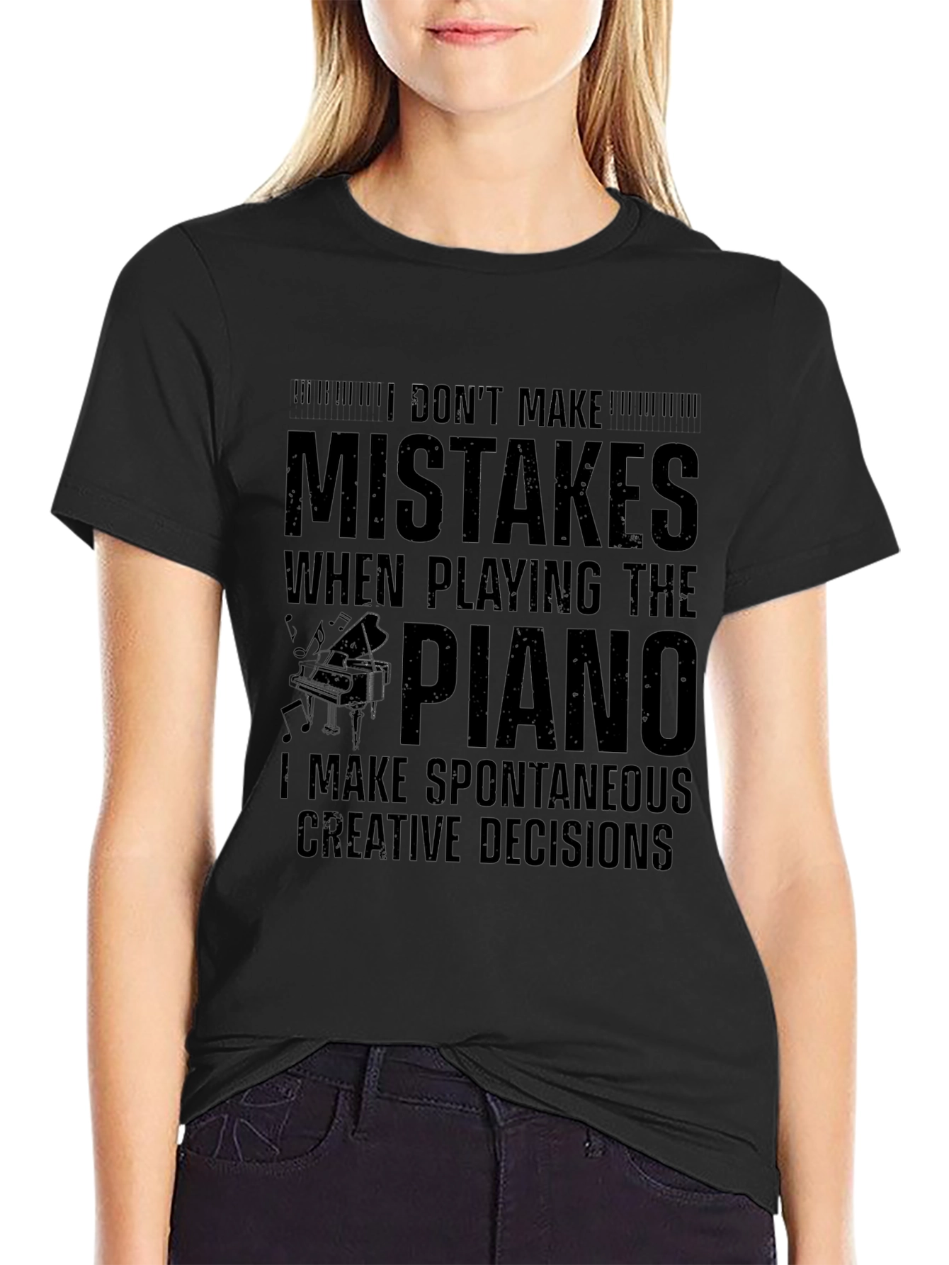 Funny Piano Player T-Shirt: Spontaneous Creative Decisions