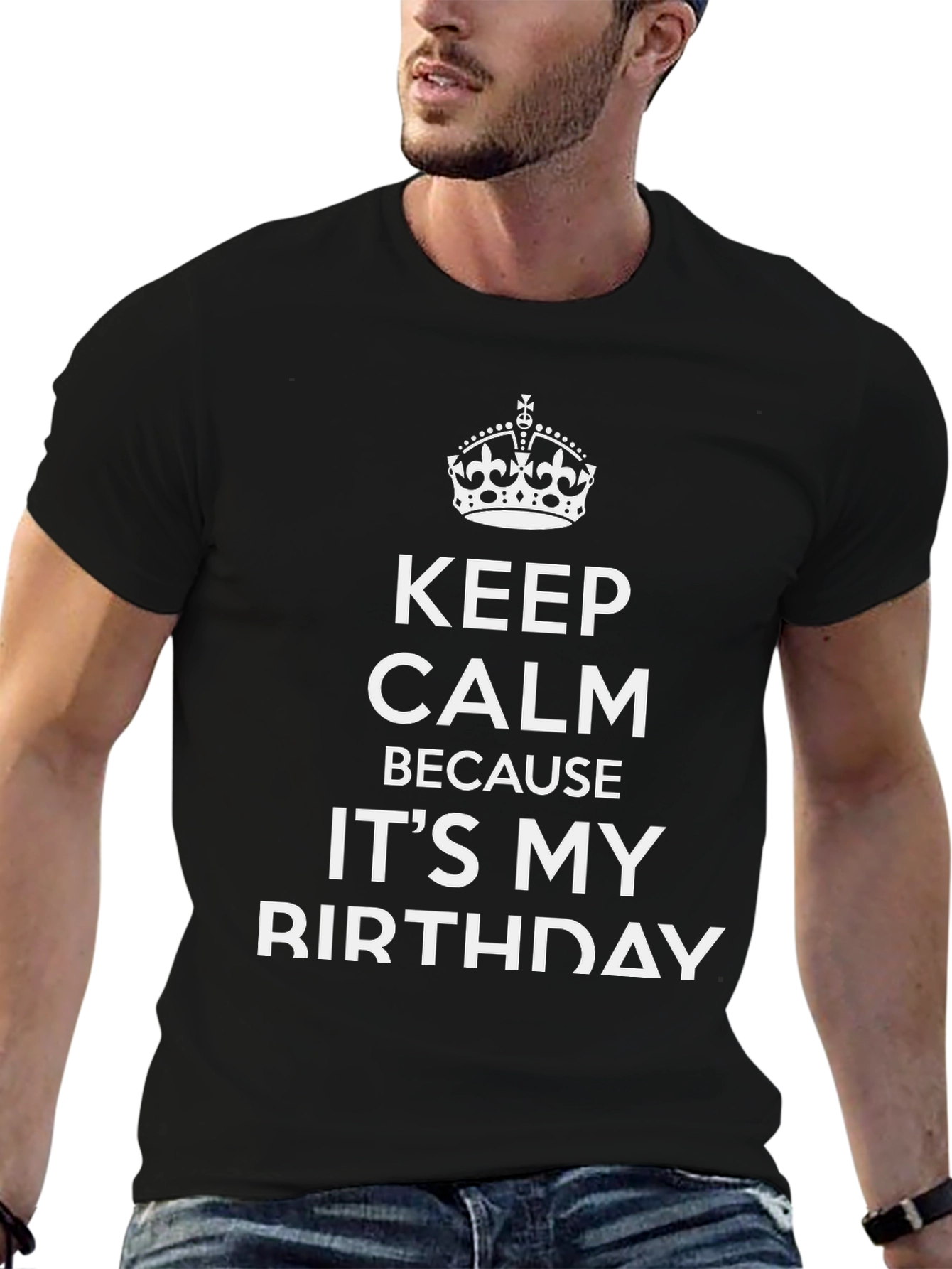 Keep Calm Its My Birthday Black Graphic Tee