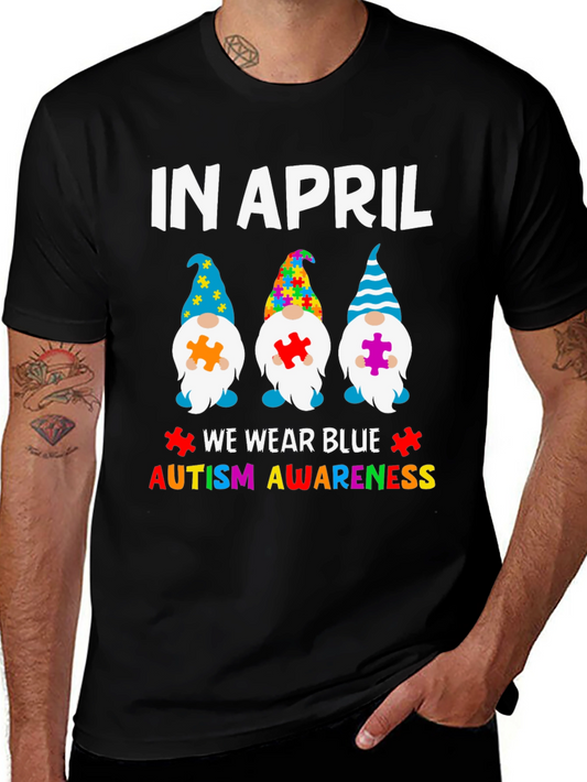 Autism Awareness T-Shirt - In April We Wear Blue Design