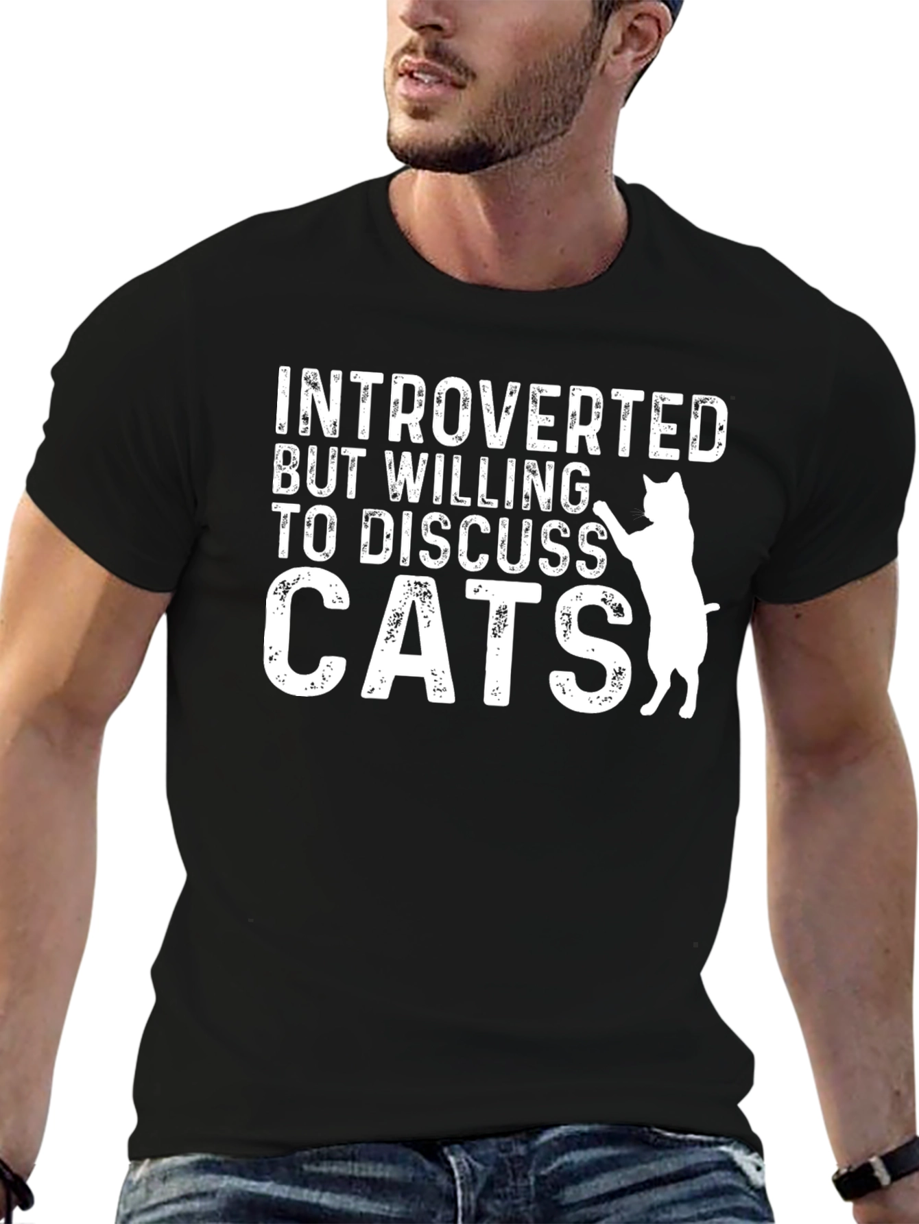 Introverted Cat Lover T-Shirt - Discuss Cats