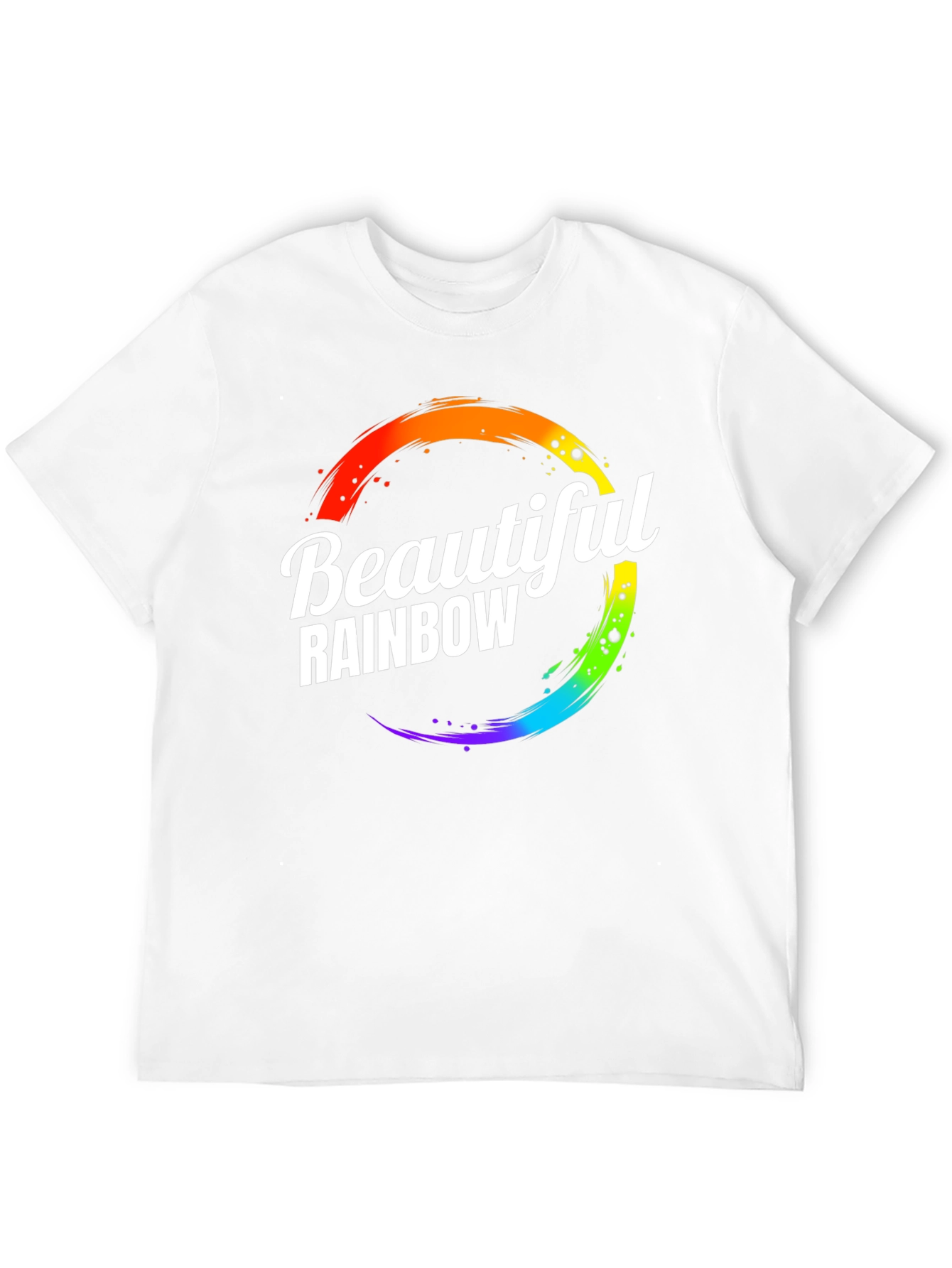 Beautiful Rainbow Graphic Print Crew Neck T-Shirt