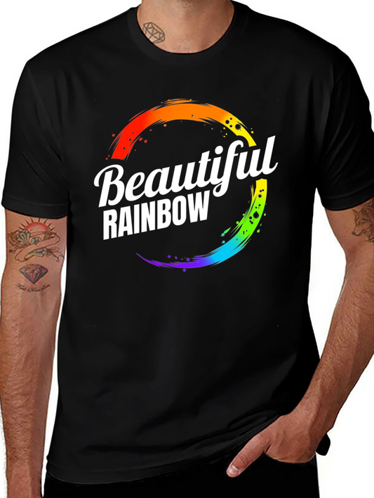 Beautiful Rainbow Graphic Print Crew Neck T-Shirt