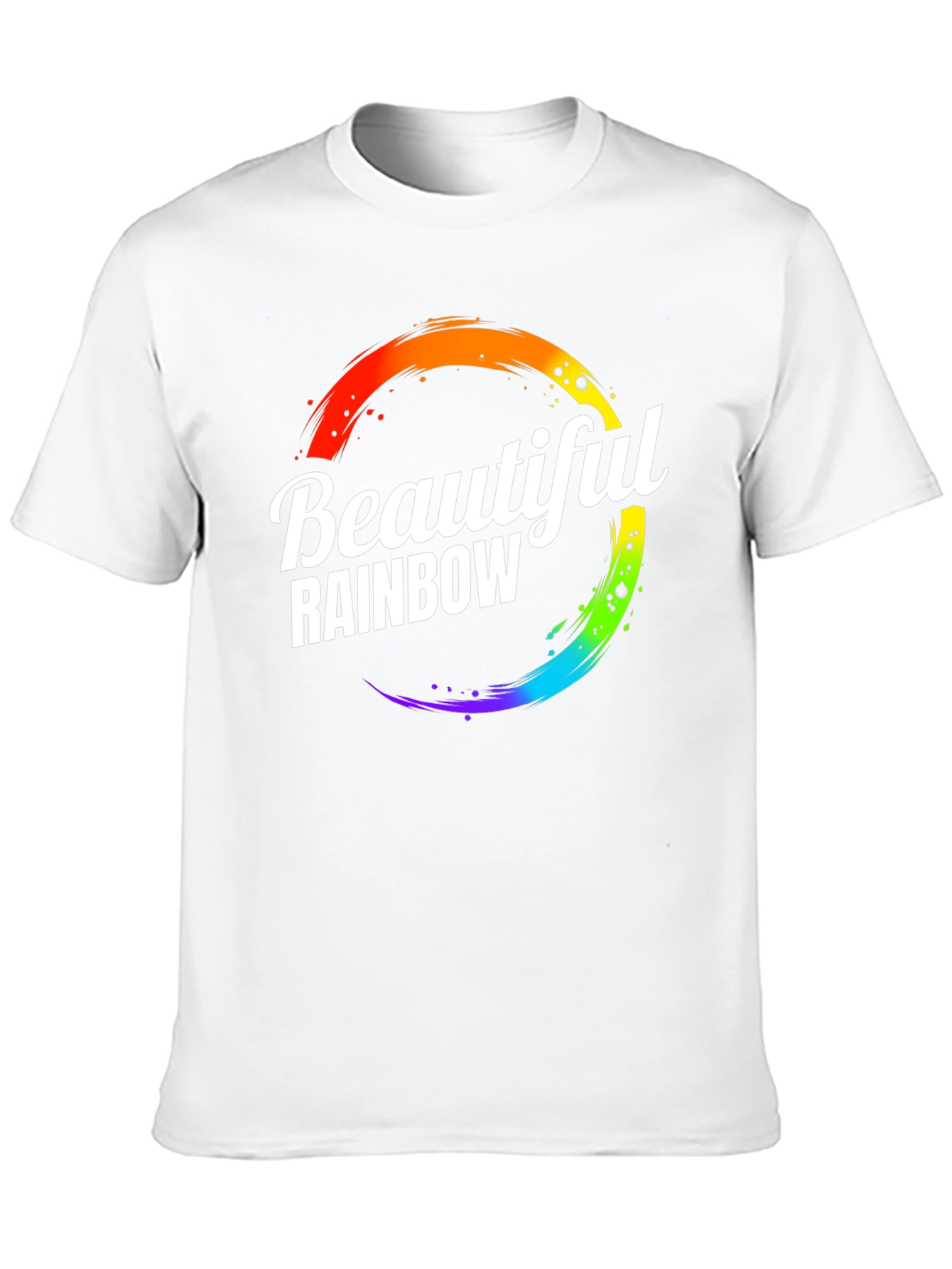Beautiful Rainbow Graphic Print Crew Neck T-Shirt