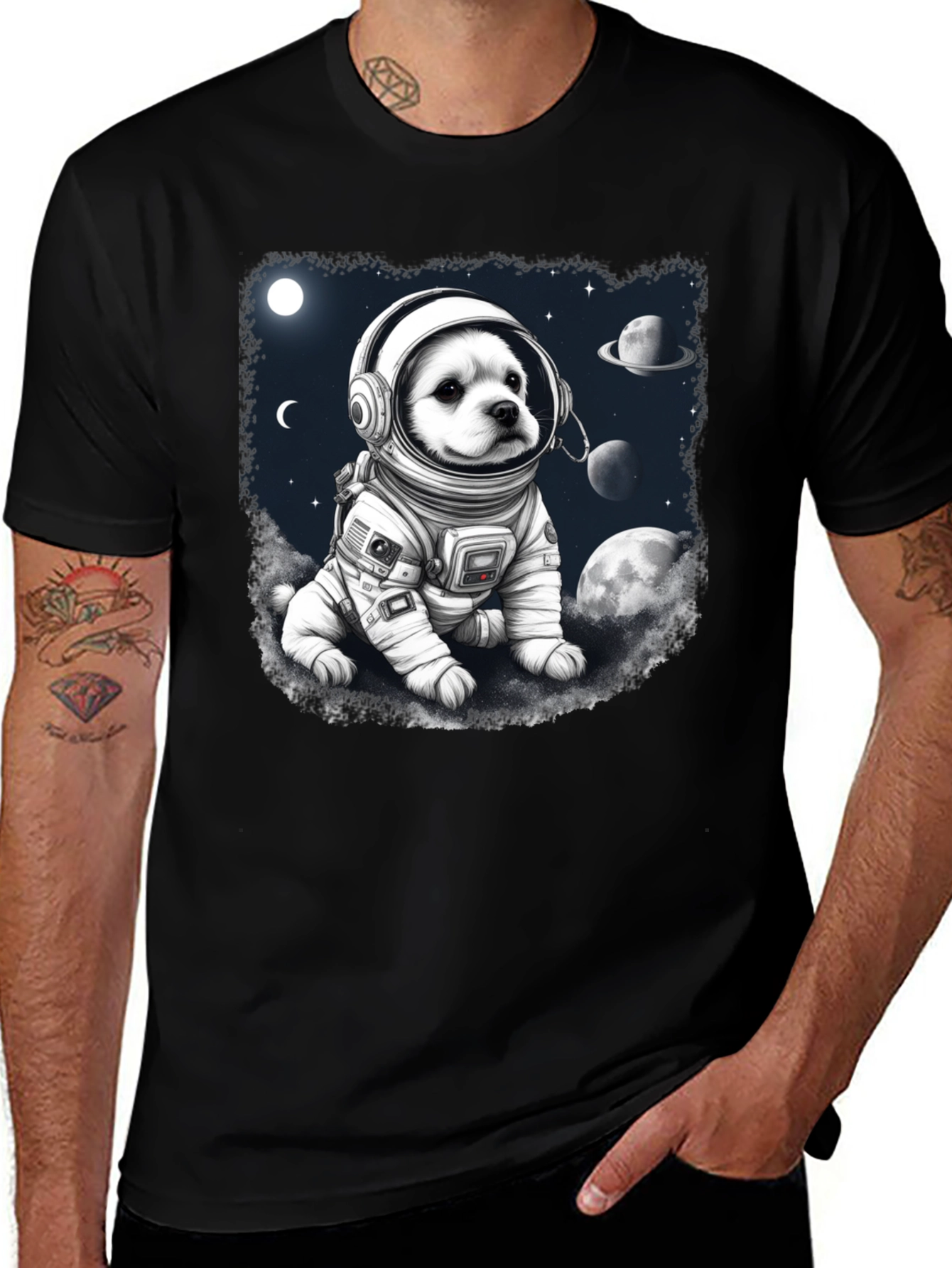 Dog Astronaut Graphic T-Shirt