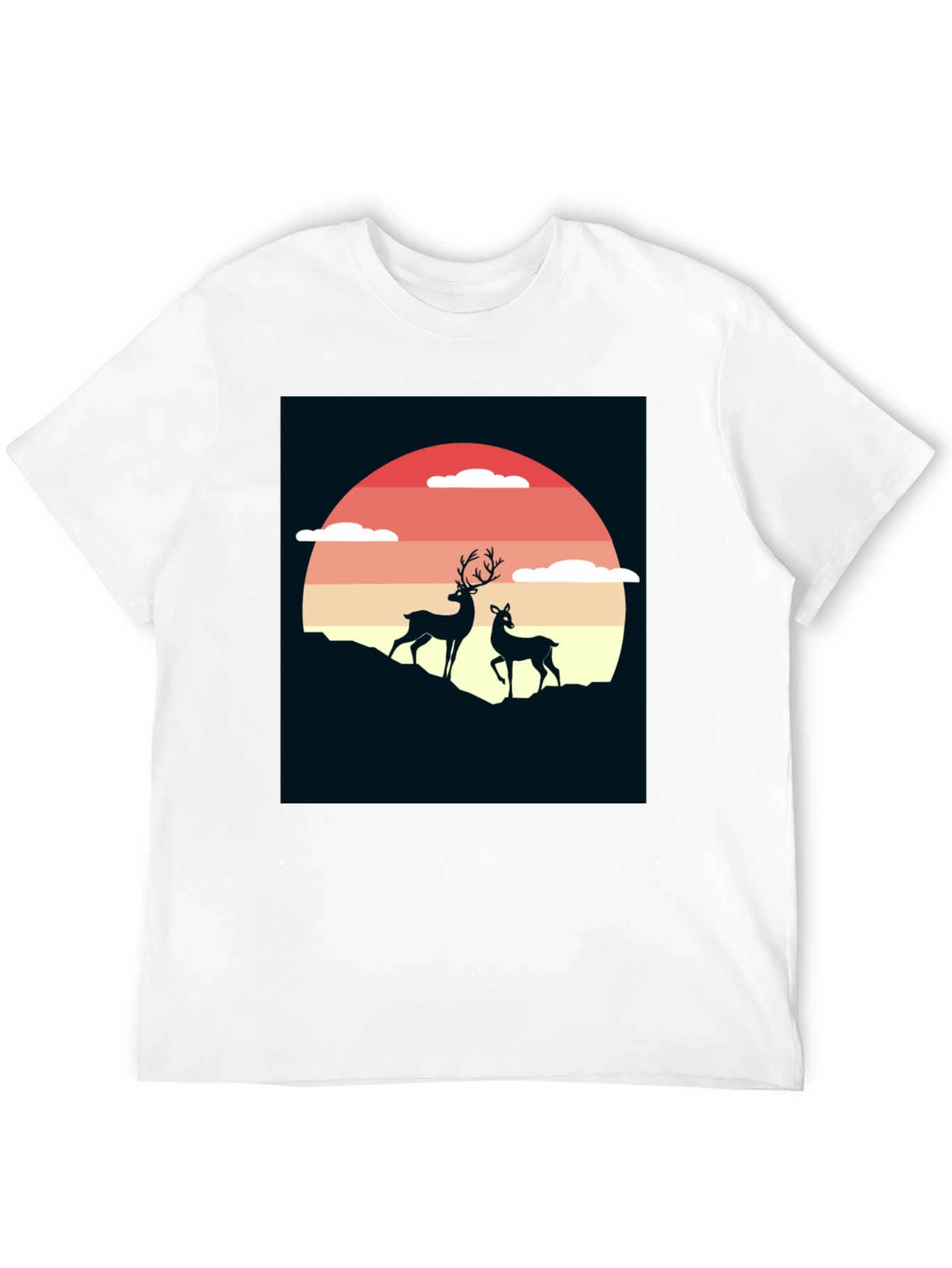Deer Sunset Graphic Tee - Nature Inspired T-Shirt