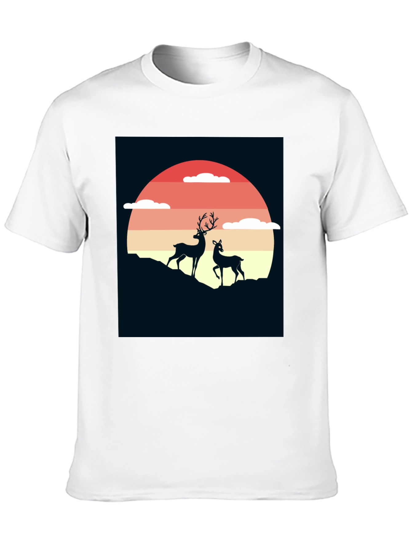 Deer Sunset Graphic Tee - Nature Inspired T-Shirt