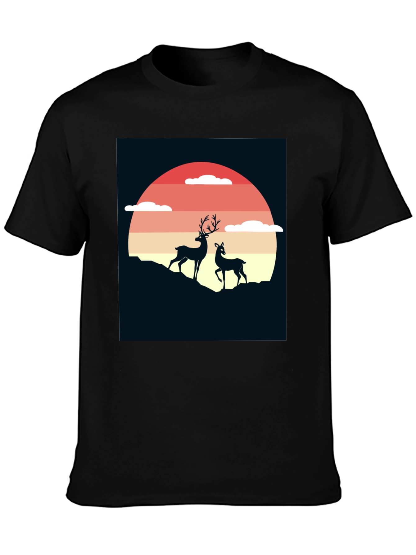 Deer Sunset Graphic Tee - Nature Inspired T-Shirt