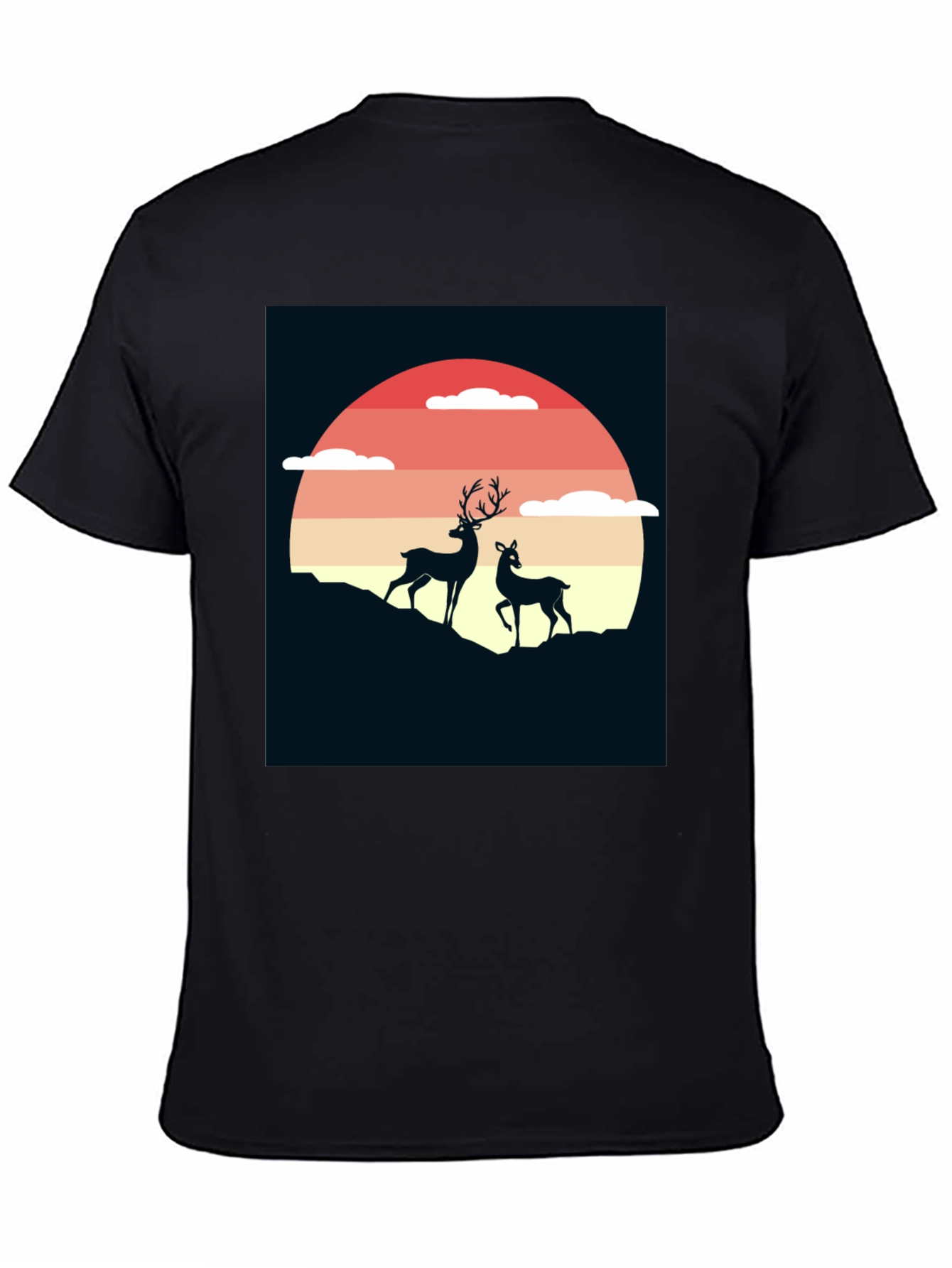 Deer Sunset Graphic Tee - Nature Inspired T-Shirt