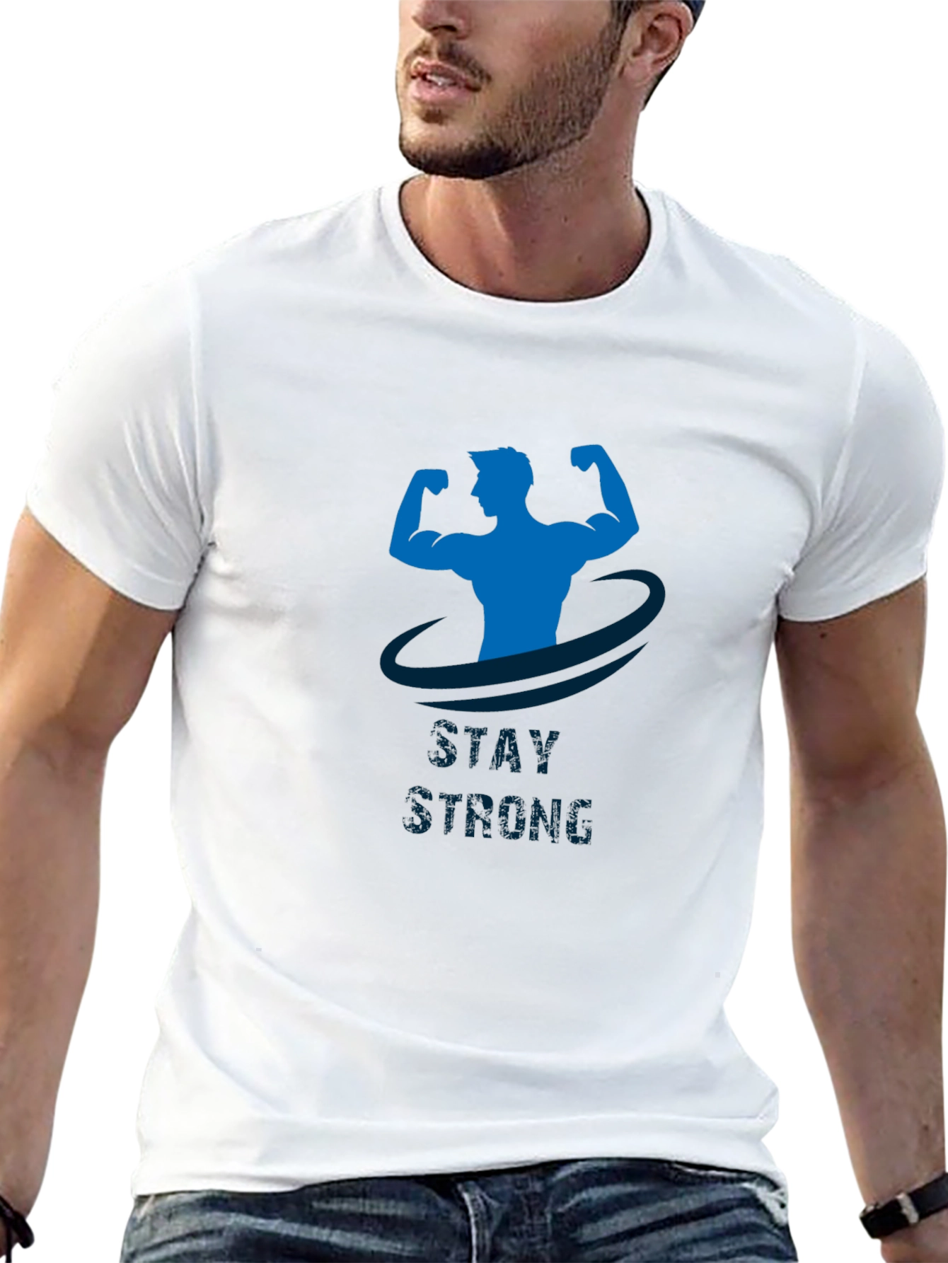 Stay Strong Graphic Tee - Black Cotton T-Shirt