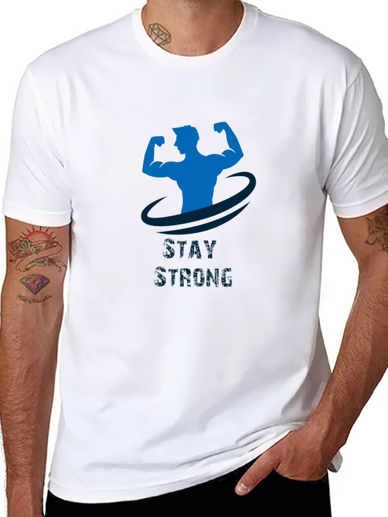 Stay Strong Graphic Tee - Black Cotton T-Shirt