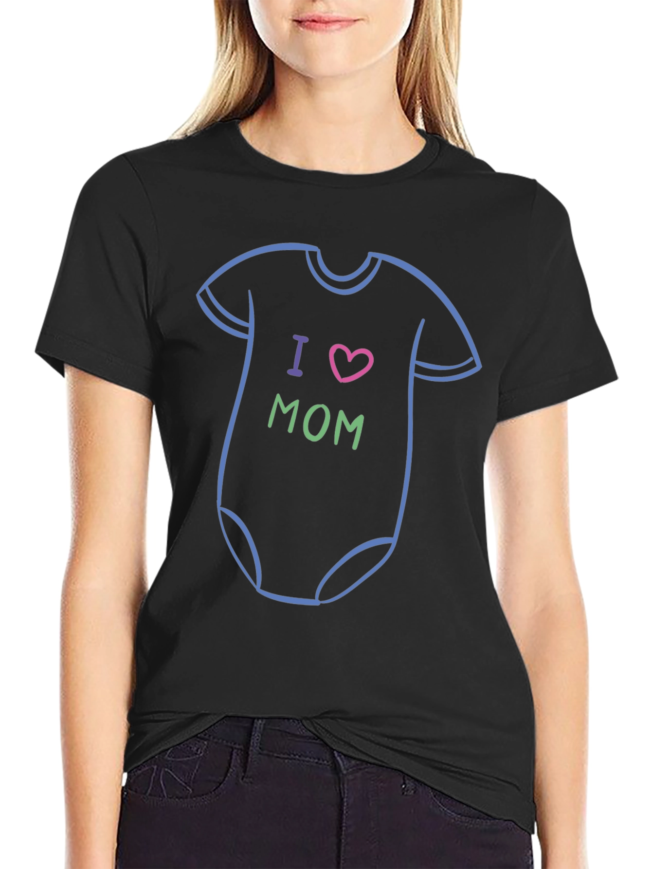 I Heart Mom Baby Onesie T-Shirt - Black