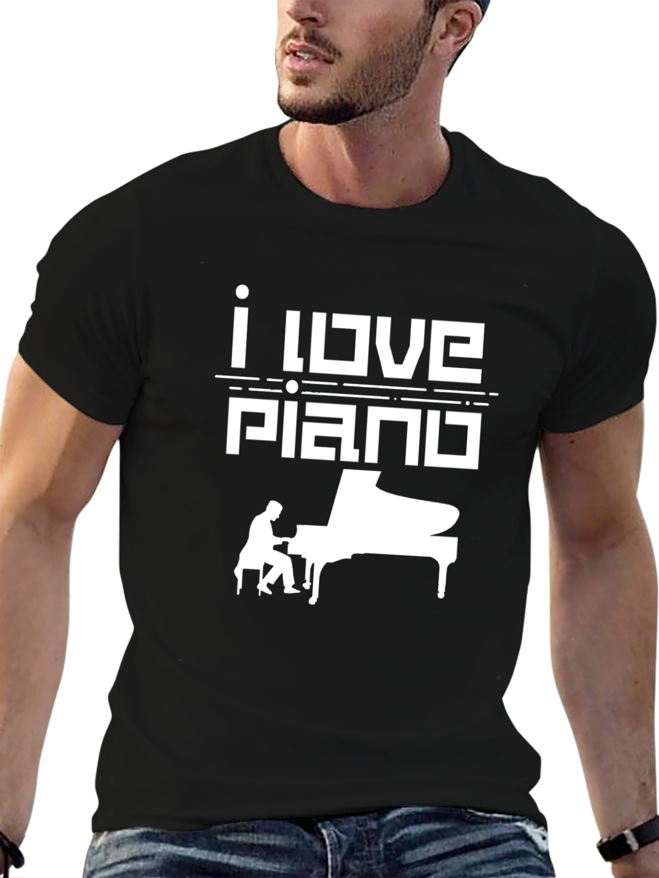 I Love Piano Black Graphic Tee