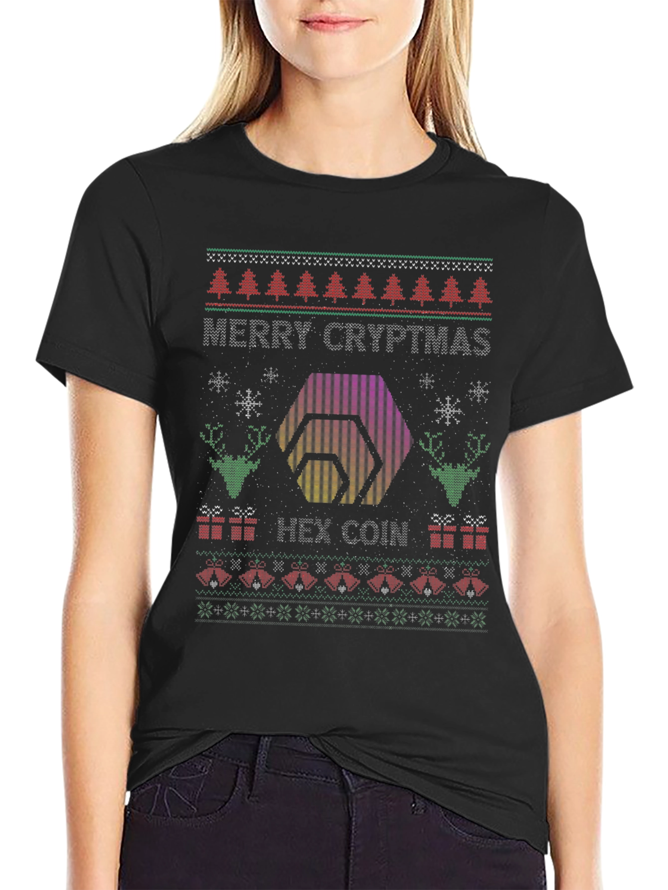 Merry Cryptmas HEX Coin Ugly Christmas T-Shirt