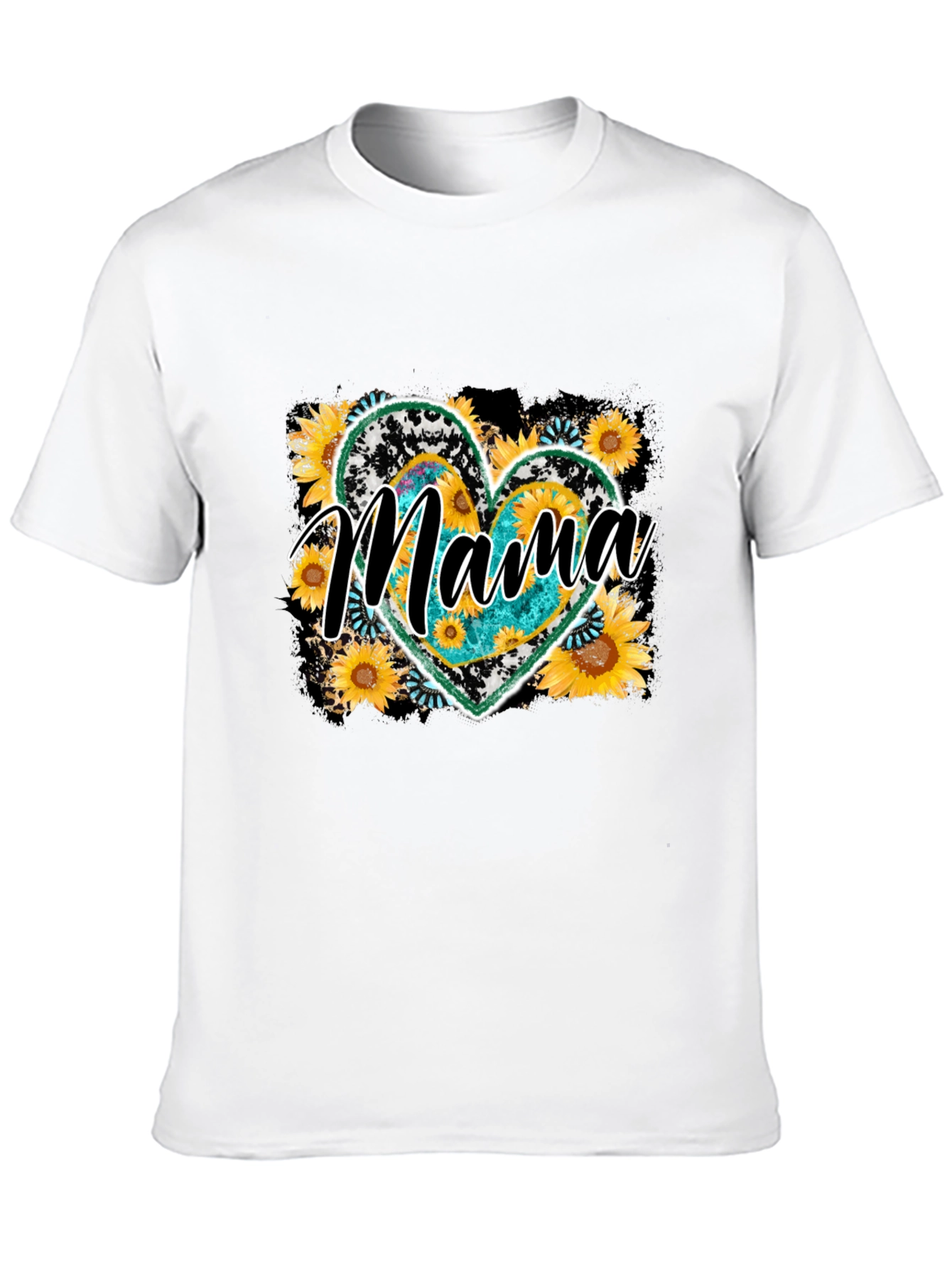 Mama Sunflower Heart Graphic Tee - Mothers Day Shirt