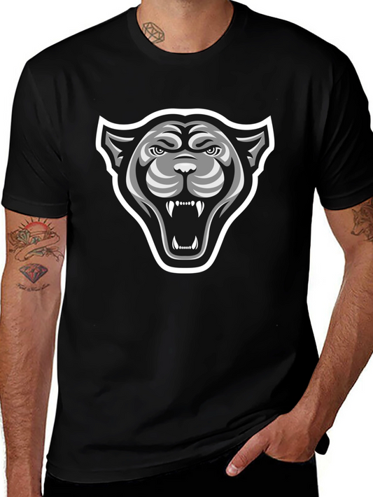 Black T-Shirt with Fierce Panther Graphic