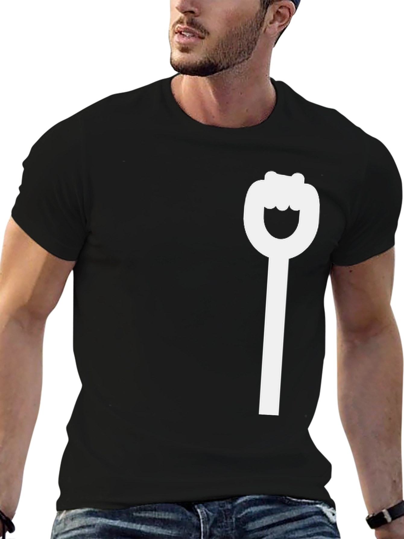 Black Graphic Tee - Bottle Opener Design