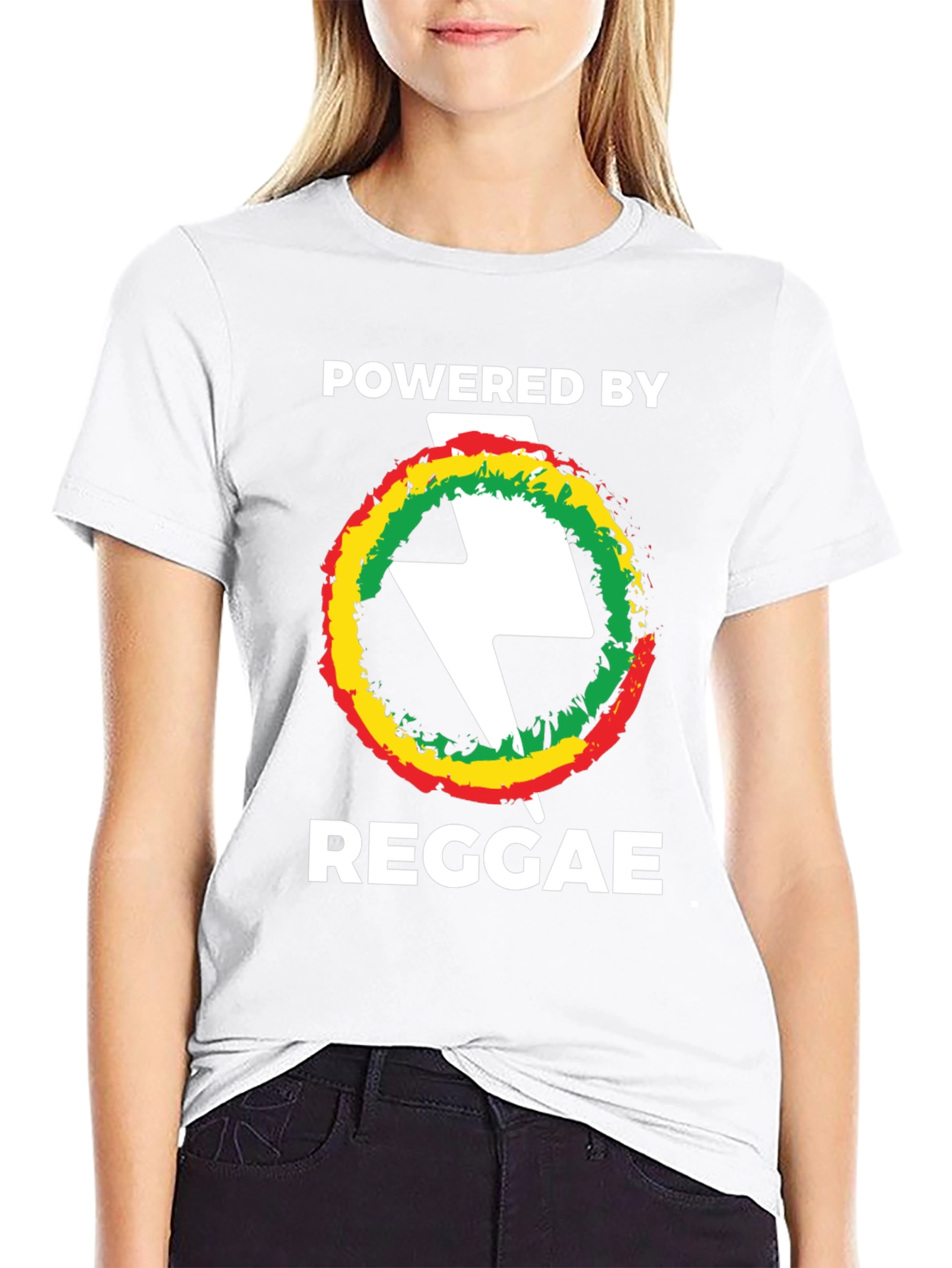 Powered By Reggae T-Shirt Black Cotton