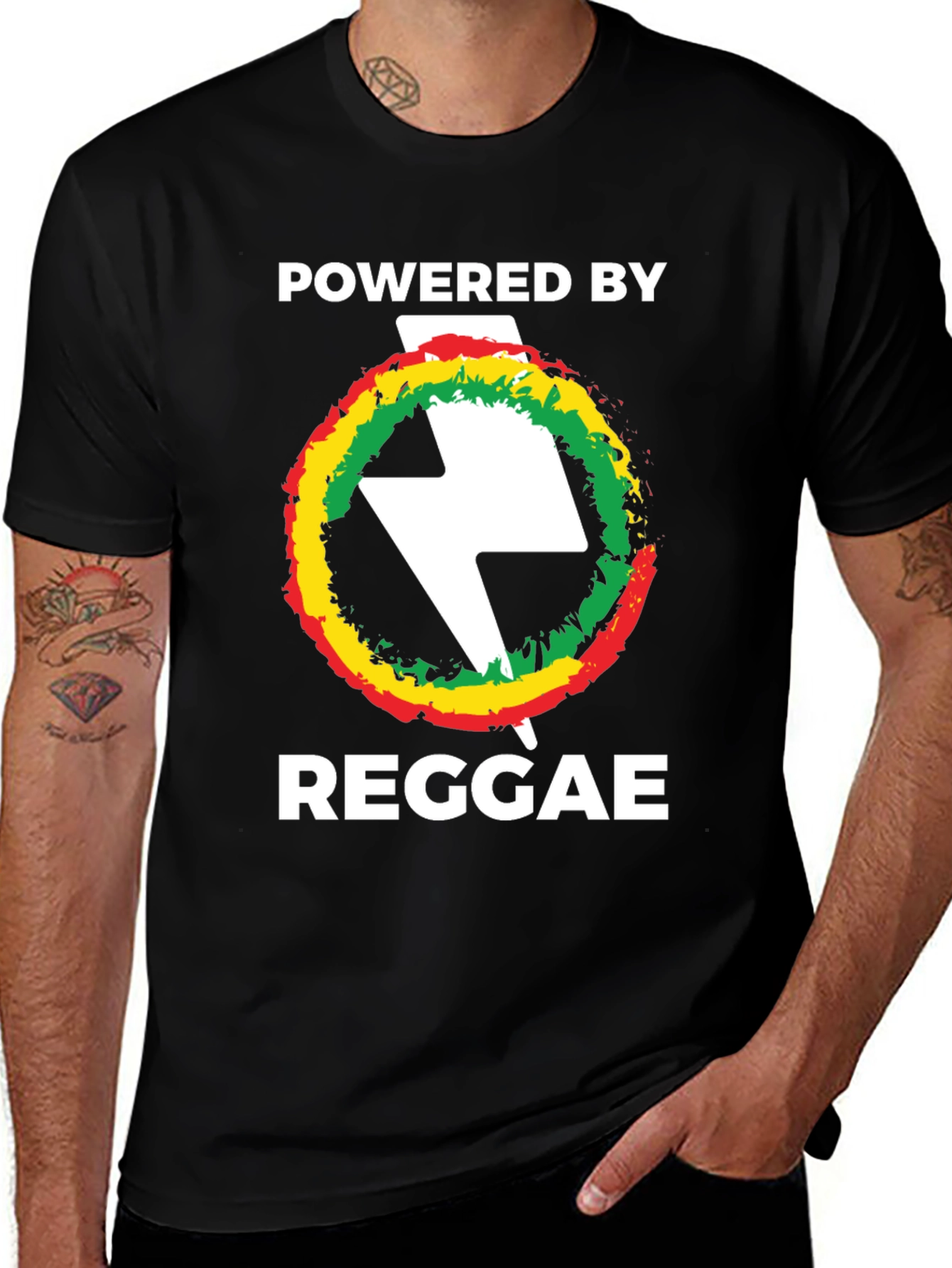 Powered By Reggae T-Shirt Black Cotton