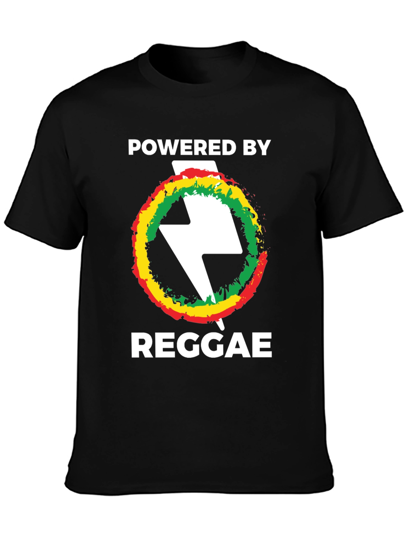 Powered By Reggae T-Shirt Black Cotton