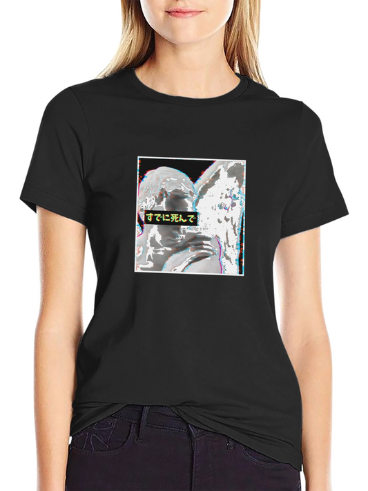 Black T-Shirt with Angel Graphic