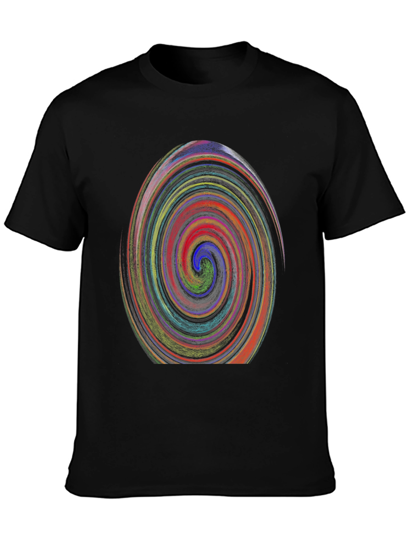 Vibrant Swirl Graphic Black T-Shirt