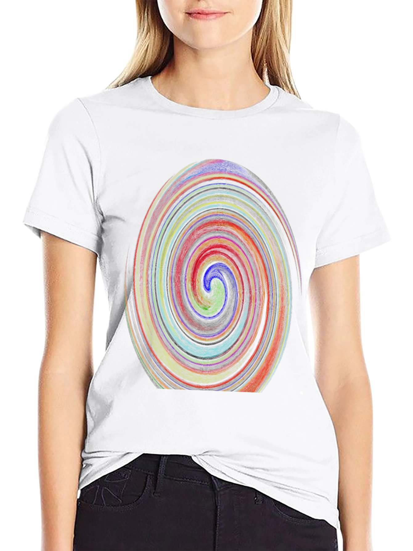 Vibrant Swirl Graphic Black T-Shirt
