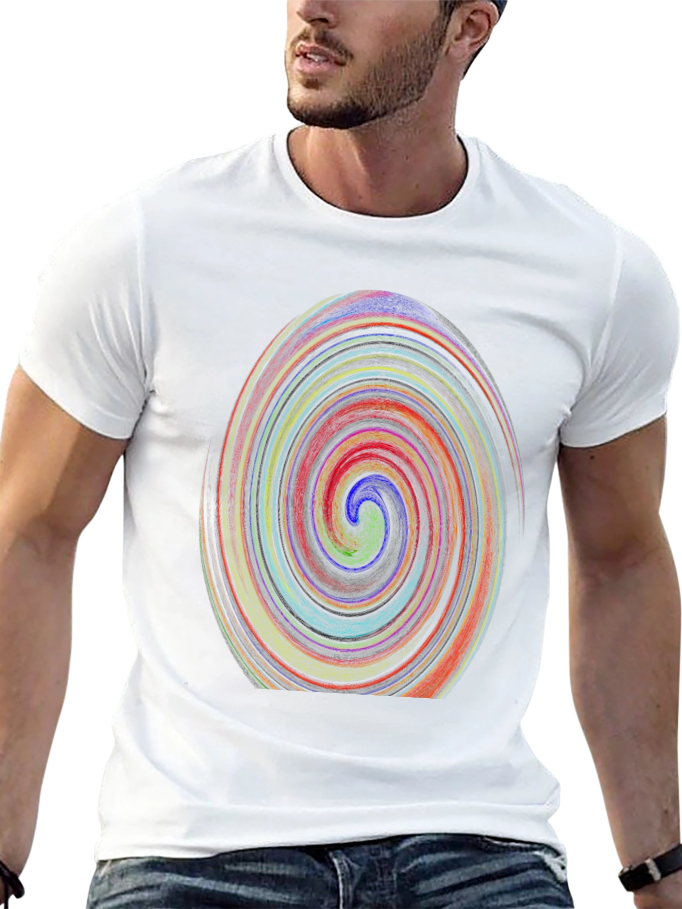 Vibrant Swirl Graphic Black T-Shirt