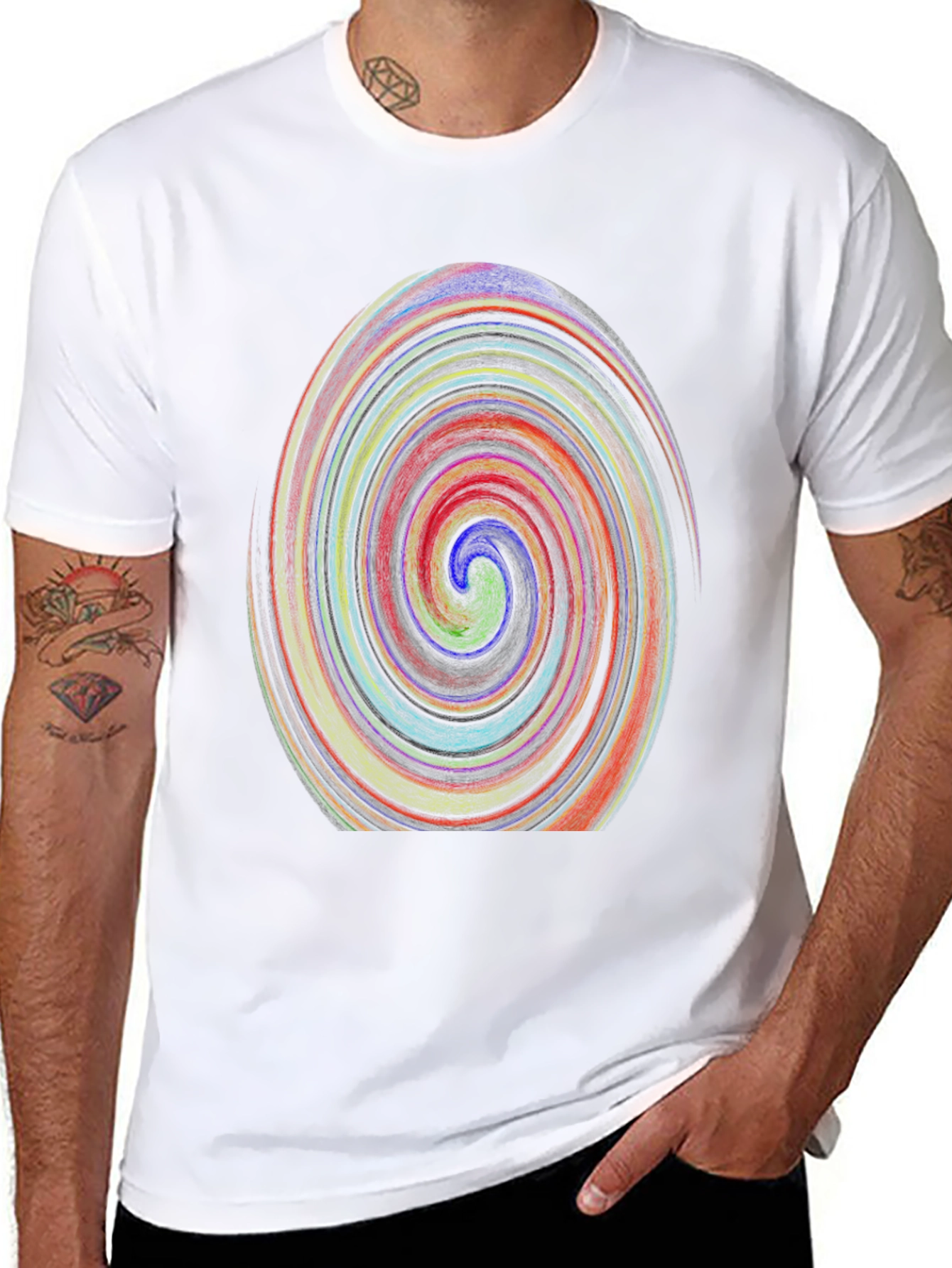 Vibrant Swirl Graphic Black T-Shirt