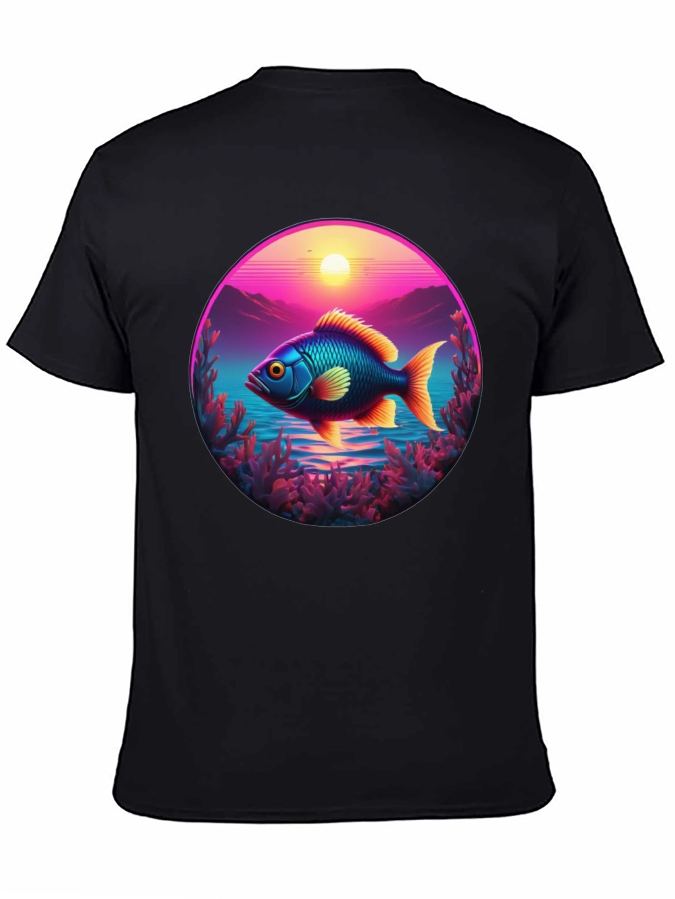 Retro Fish T-Shirt - Sunset Graphic Tee