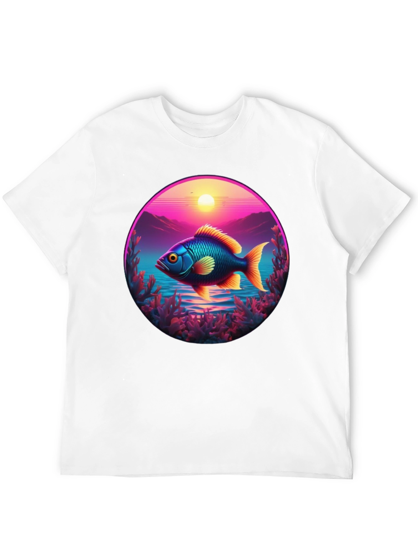 Retro Fish T-Shirt - Sunset Graphic Tee