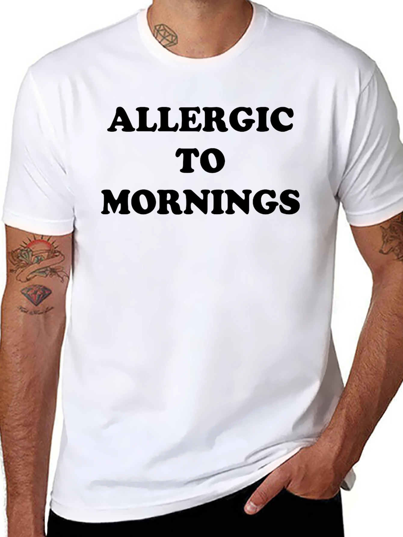 Allergic to Mornings Graphic Tee - Black