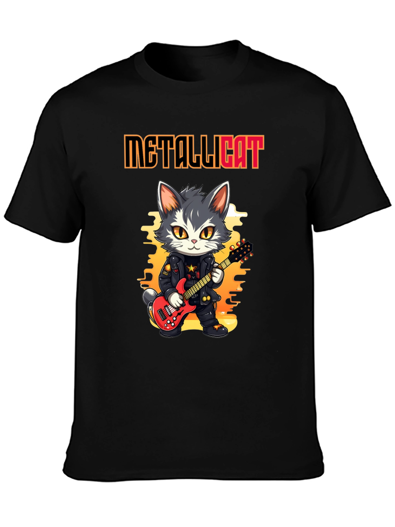 Metallicat T-Shirt: Rocker Cat Guitar Tee