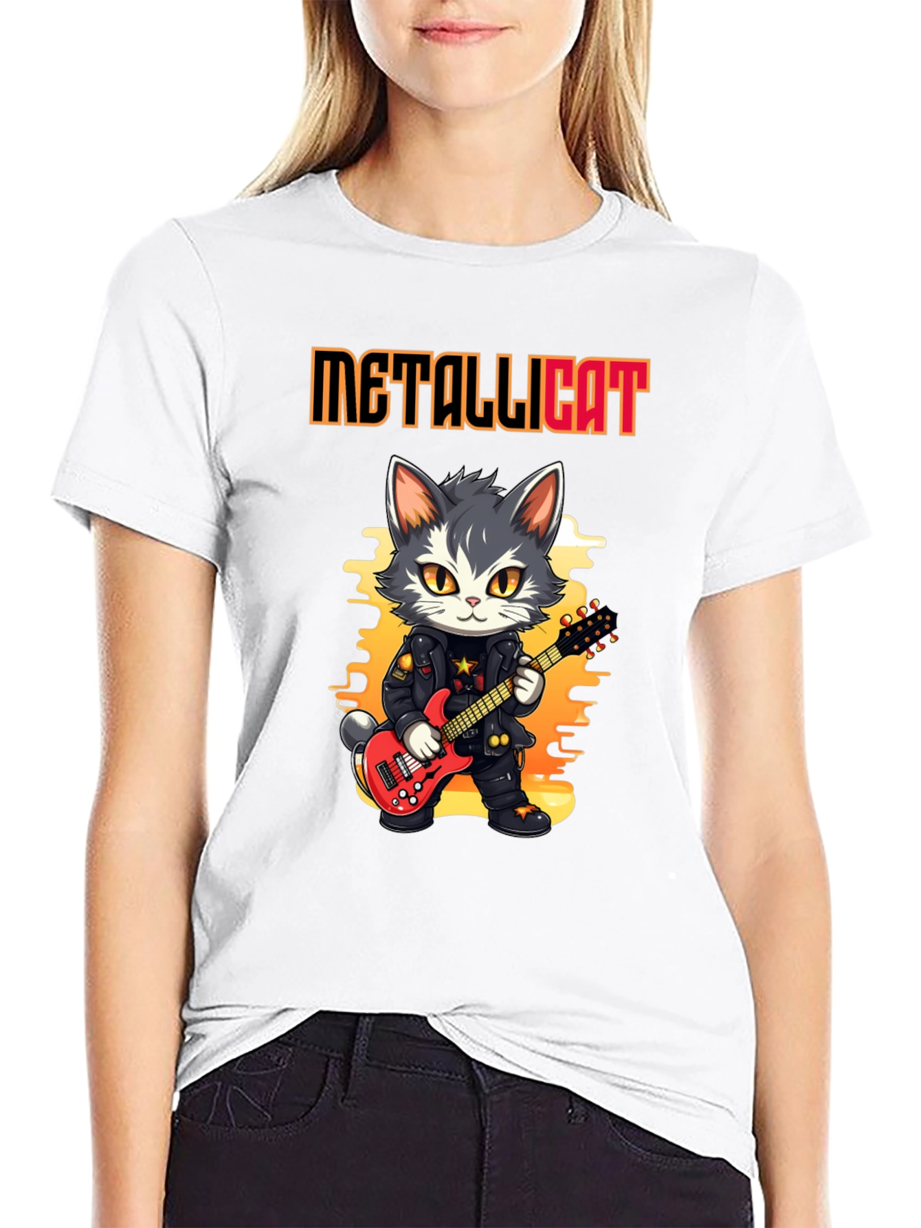 Metallicat T-Shirt: Rocker Cat Guitar Tee
